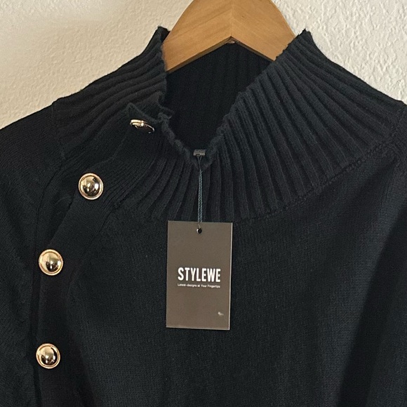 STYLEWE Long Sleeve Sweater Midi Dress with Button Details and Pockets Large - Picture 6 of 7